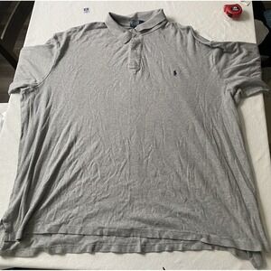 Polo Ralph Lauren Shirt Men's 4XLT Gray‎ Short Sleeve Cotton Classic Blue Pony